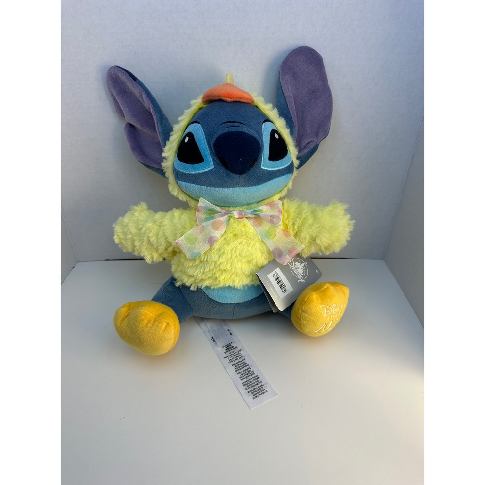 Disney Store Stitch Plush in Yellow Chick Costume Polka Dot Bow 12 Inch NWT